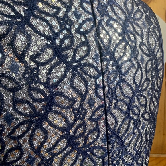 Vintage Jessica McClintock navy lace silver sequin dress retro - Picture 5 of 9